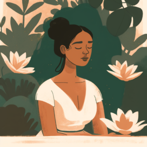 a generated image of a woman practicing mindful meditation