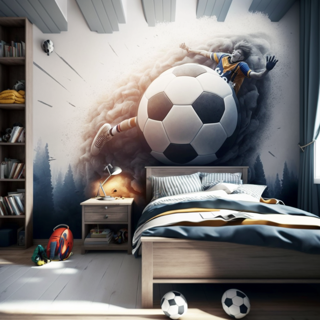 a generated image of a soccer themed kid's room