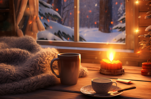 a cozy setting on a winter day